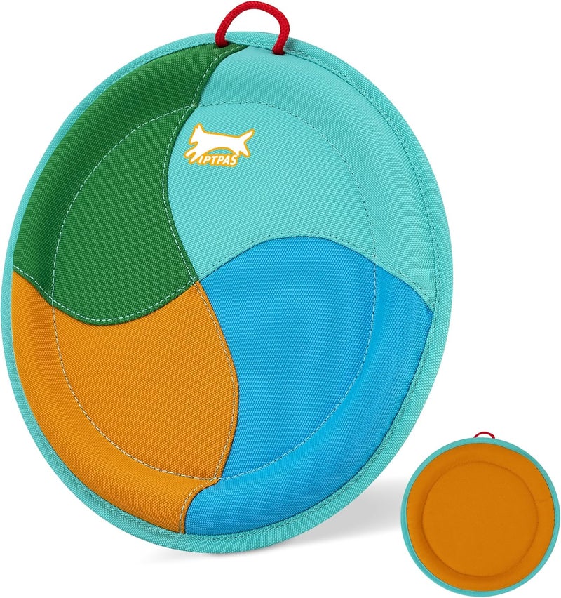 IPTPAS Dog Flying Disc Dog Flyer Toy for Fetch, Durable Nylon 9.5" Diameter with Soft and Thick Edges, Gentle on Teeth & Gums, Lightweight & Water Floating, Outdoor Play for All Breeds (A-Blue/Orange) - Image 1